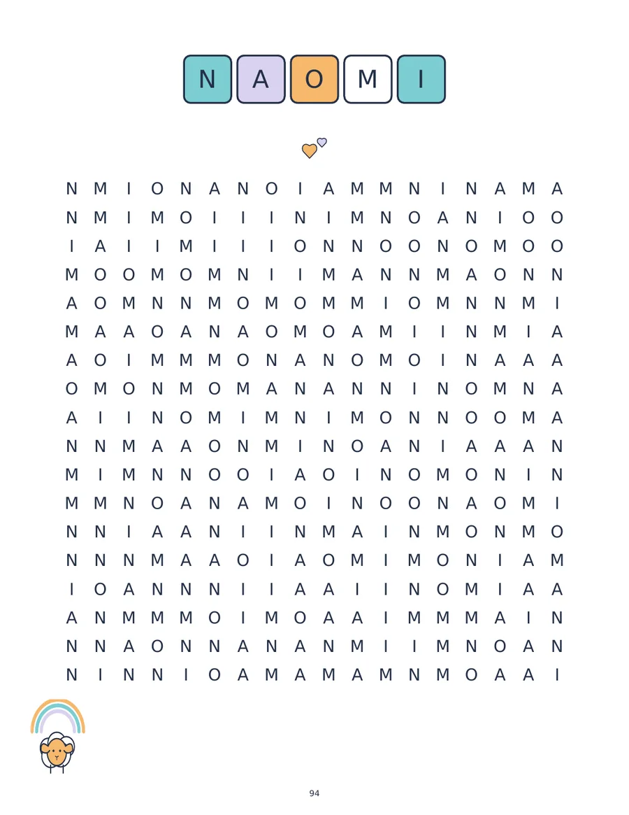 Naomi word search puzzle page